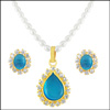 New sky blue stone pearls set - SJPDEC-024A - Click here to View more details about this Product